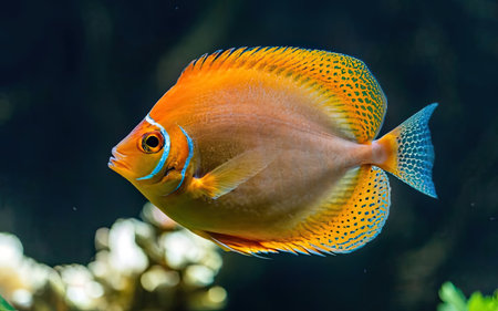 Tropical fish in an aquarium, closeup of photo.の素材