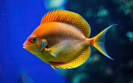 Beautiful discus fish swimming in the aquarium. Tropical fish.の素材