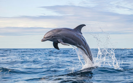 Dolphins jumping out of the water in the Atlantic Ocean in Tenerifeの素材