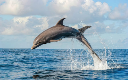 Dolphins jumping out of the water on the island of Mauritiusの素材