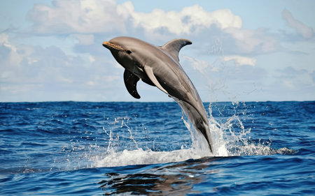 Dolphins jumping out of the water in the Pacific Ocean. Mexico.の素材