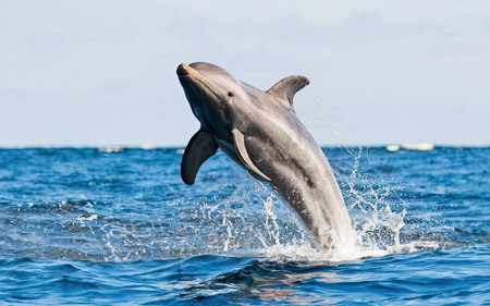 Dolphins jumping out of the water in the Atlantic Ocean in Tenerifeの素材