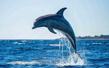 Dolphins jumping out of the water. Dolphins jumping out of the water. Dolphins jumping out of the water.の素材