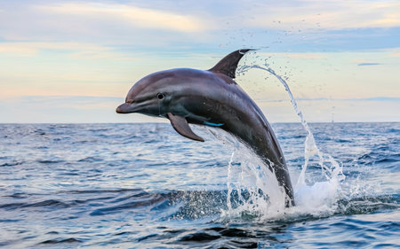 Dolphins jumping out of the water. Dolphins jumping out of the water.の素材