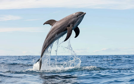 Dolphins jumping out of the water in the Atlantic Ocean, South Africaの素材