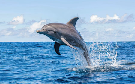 Dolphins jumping out of the water on the island of Mauritiusの素材