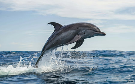 Dolphins jumping out of the water in the Atlantic Ocean in Tenerifeの素材