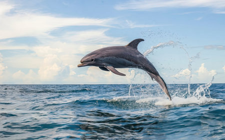Dolphins jumping out of the water. Dolphins jumping out of the water.の素材