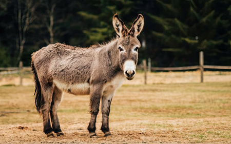 Donkey in the field. Animal in the nature. Animal in the field.の素材