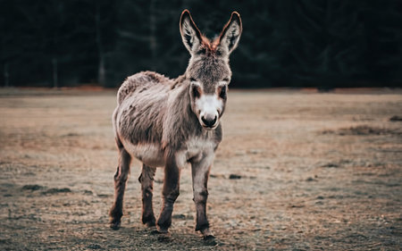 Donkey on the farm. Animal in the nature. Wild donkey.の素材
