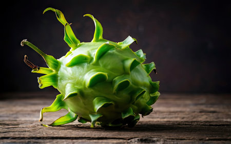 Fresh kohlrabi on wooden table, selective focus. Food backgroundの素材