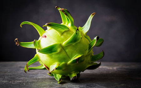 Dragon fruit on black background. Healthy food concept. Copy space.の素材