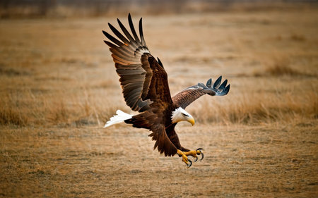 Adult Bald Eagle (Haliaeetus leucocephalus) in flightの素材