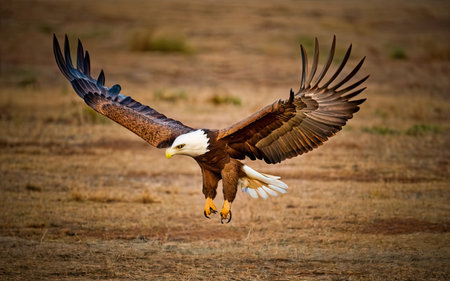 Bald Eagle (Haliaeetus leucocephalus) in flightの素材