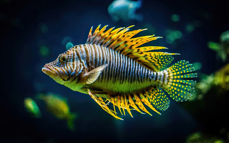 Colorful tropical fish swimming in an aquarium. Fish in an aquariumの素材