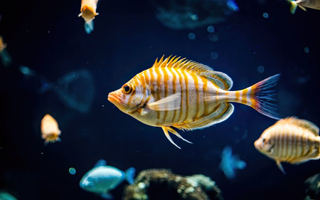 Colorful tropical fish swimming in the aquarium. Underwater world.の素材