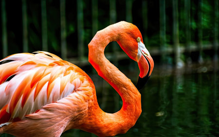 Flamingo in the zoo, Thailand. (Phoenicopterus ruber)の素材