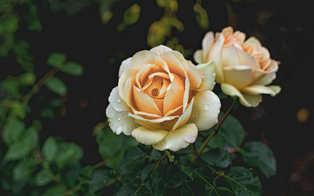 Beautiful yellow rose in the garden. Shallow depth of field.の素材