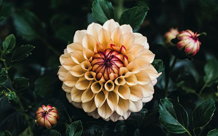 Beautiful dahlia flower in the garden. Nature background.の素材