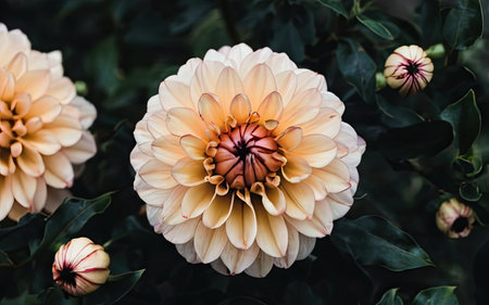Beautiful dahlia flower in the garden. Selective focus.の素材