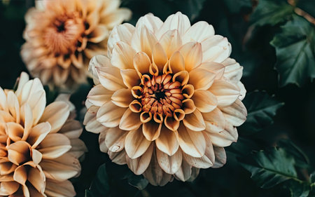 Beautiful dahlia flower in the garden. Nature background.の素材