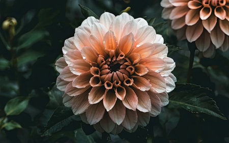Beautiful dahlia flower in the garden. Selective focus.の素材