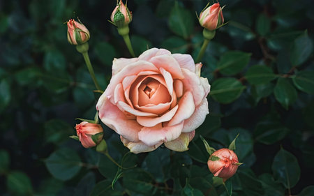 Beautiful roses in the garden, Roses are beautiful with a beautiful sunny day.の素材