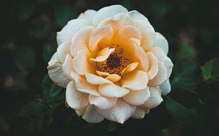 Beautiful white rose in the garden. Close-up shot.の素材