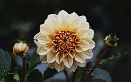 Dahlia flower in the garden, closeup of a flowerの素材