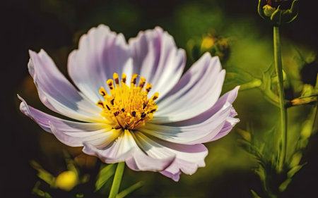 Beautiful cosmos flowers in the garden. Close-up. Selective focusの素材
