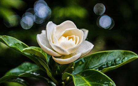 Beautiful white jasmine flower in the garden, stock photoの素材