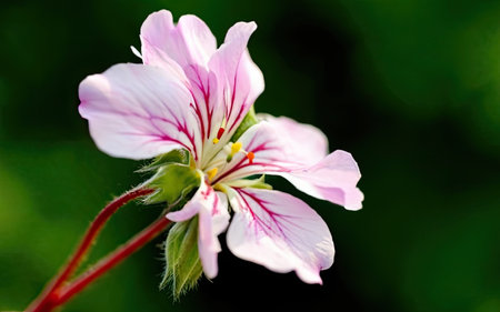 Close up of pink Geranium Pelargonium flower on green backgroundの素材