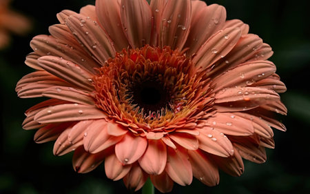 Pink gerbera flower with drops of dew on petalsの素材