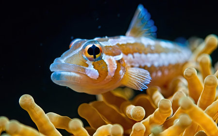 Grouper on the background of anemone in the aquariumの素材