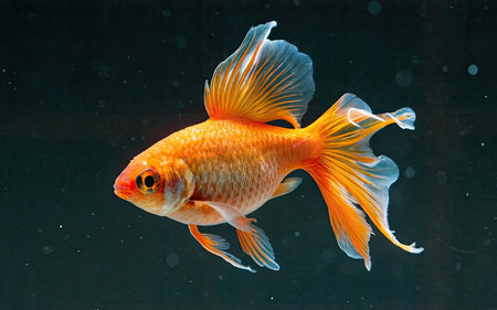 Goldfish in aquarium. Beautiful goldfish swimming in the aquarium.の素材