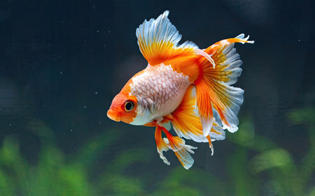 Goldfish in the aquarium. Beautiful goldfish in the aquarium.の素材