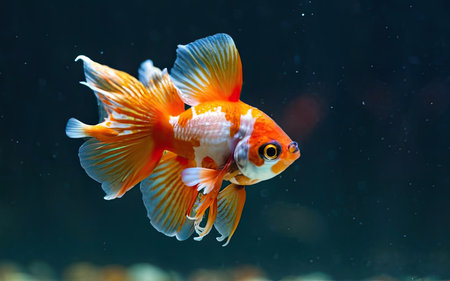 Goldfish swimming in the aquarium. Beautiful goldfish in the aquarium.の素材