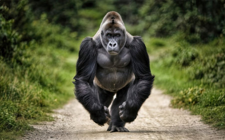 A western lowland gorilla, Gorilla gorilla gorilla, also known as the western lowland gorilla.の素材