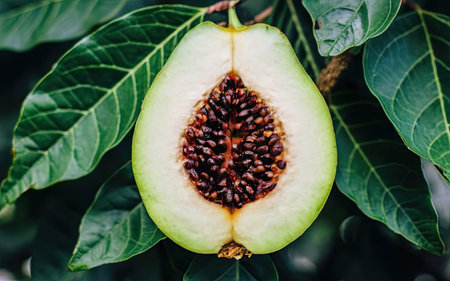 Fresh green figs on the tree in the garden, stock photoの素材