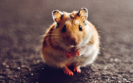 Hamster on a dark background. Hamster close-up.の素材