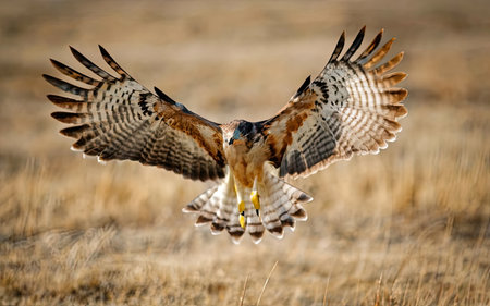 Red-footed Hawk (Buteo jamaicensis) in flightの素材
