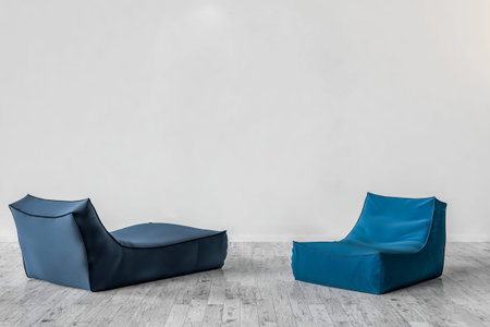 Solo chair and blank picture frame background, 3d renderの写真素材