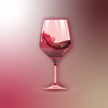 Illustration of a glass of red wine on a gradient background.のイラスト素材
