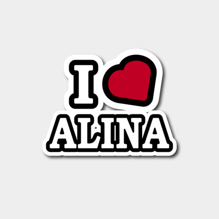 I love Alina sticker. Vector Illustration. Isolated on white background.のイラスト素材