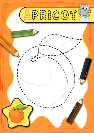 Worksheet for practicing fine motor skills - tracing dashed lines. Vector illustrationのイラスト素材