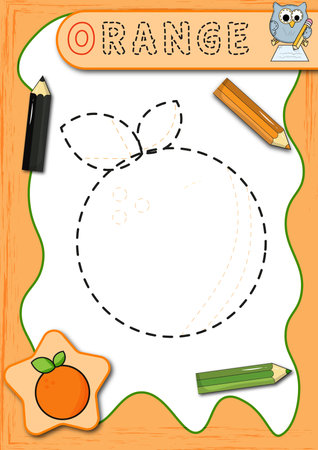 Worksheet for practicing fine motor skills - tracing dashed lines. Vector illustrationのイラスト素材