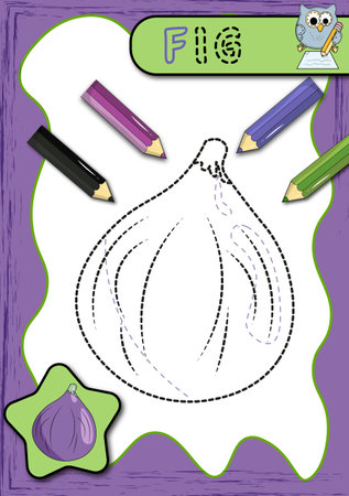 Worksheet for practicing fine motor skills - tracing dashed lines of onionのイラスト素材