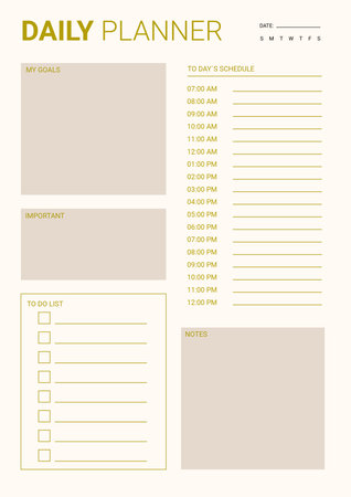 Daily Planner Template with Place for Notes and Notes. Vector Illustrationのイラスト素材