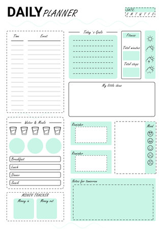 Daily Planner Template with Place for Notes. Vector Illustration.のイラスト素材