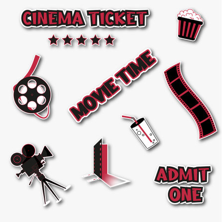 Cinema icon set. Vector illustration. Set of movie icons.のイラスト素材